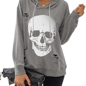 Women's Halloween Sweatshirts Skull Graphic T Shirts Long Sleeve Pullover Tops G